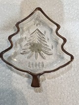 Vintage Mikasa Clear Crystal Christmas Tree Trinket Candy/Nut Dish Gold trim - £12.98 GBP