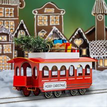 Zaer Ltd. Vintage Style Metal Merry Christmas Trolley with Tree &amp; Gifts 20&quot; Long - £91.60 GBP