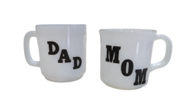Mom And Dad Coffee Tea Mug Cup Milk Glass Glasbake And Anchor Hocking - $18.85