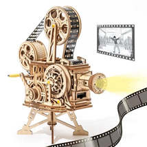 Robotime ROKR Hand Crank Projector Classic Film Vitascope 3D Wooden Puzzle Model - £54.57 GBP