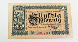 Notgeld Julich Stadt 1917 50 Pfenning Bank Note Scarce Item - £7.02 GBP