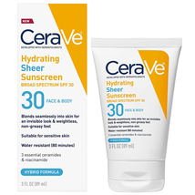 Hydrating Sheer Sunscreen SPF 30 for Face and Body, Mineral &amp; Chemical Sunscreen - $18.69