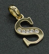 0.10Ct Round Cut CZ Moissanite Initial Letter S Pendant 14K Yellow Gold Plated - £126.71 GBP