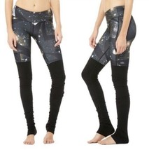 Alo Yoga Goddess Ribbed Galaxy Ruched Full Length Leggings Size Xxs - £50.50 GBP