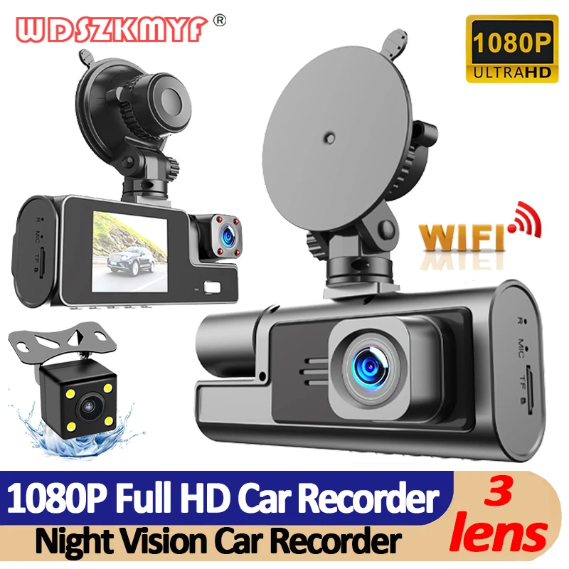 3 Channel Car DVR WiFi Dash Cam for Cars 1080P 2Inch Video Recorder Rear View - £33.05 GBP+