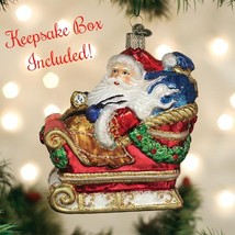 Santa In Sleigh Old World Christmas Blown Glass Collectible Holiday Orna... - $39.99