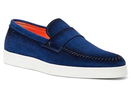 Santoni Atlantis Men&#39;s Suede Platform Blue Italy Sneakers Shoes Size US 11.5 - £337.32 GBP