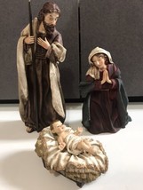 Vtg? Beautiful Resin Nativity Manger Figures Mary Joseph Jesus Holiday Joy Decor - £25.08 GBP