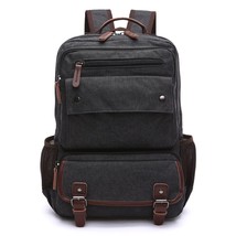Men vintage Canvas Backpack Male Laptop College Student School Bags for Teenager - £57.58 GBP