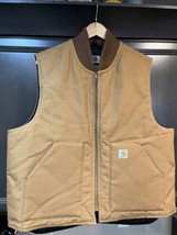 Carhartt V01 Men&#39;s Brown Duck Canvas Arctic Quilt Lined Full Zip Vest XL... - $45.38