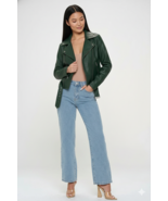 Elegante chaqueta de piel de cordero hecha a mano de cuero para motocicl... - $205.64 CAD+