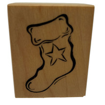 Christmas Stocking Brushed Star Rubber Stamp PSX D-2427 Vintage 1998 New - £6.89 GBP