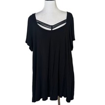 Torrid Super Soft Strappy Caged Neck Swing Tee Black Short Sleeve Plus Size 3 3X - £15.49 GBP