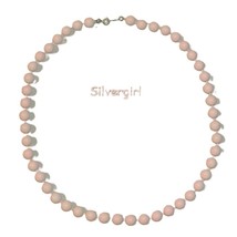 Vintage Soft Pink Plastic Beaded Goldtone Necklace - $15.00