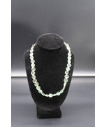 Vtg Clear Light Green Beaded Necklace Maybe Prehnite Fluorite Silver Ton... - $35.07 CAD