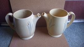 PAIR OF ANTIQUE ROSEVILLE POTTERY UTILITY LILY OF THE VALLEY PITCHERS C1920 - £107.91 GBP