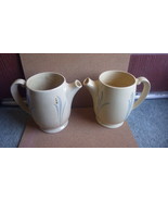 PAIR OF ANTIQUE ROSEVILLE POTTERY UTILITY LILY OF THE VALLEY PITCHERS C1920 - $135.00