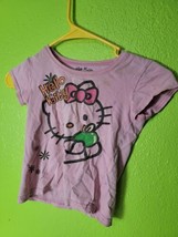 Hello Kitty Pink Youth Girls Shirt 2006 Cotton Green Apple Small  - £12.13 GBP