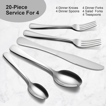[US Direct] CIBEAT 40 Piece S592 Stainless Steel Kitchen Flatware Set - Silver - £74.82 GBP