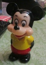 Walt Disney Mickey Mouse Wind up works cute plastic 4 3/4&quot; tall vintage toy - £21.81 GBP