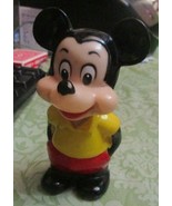 Walt Disney Mickey Mouse Wind up works cute plastic 4 3/4&quot; tall vintage toy - £22.20 GBP
