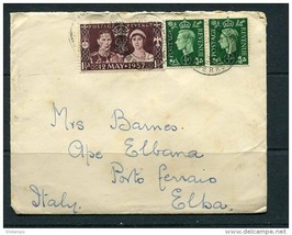 Great Britain  1937 Cover to Port Ferraio Italy Revenue stamps - £3.99 GBP
