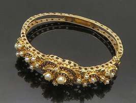 14K GOLD - Vintage Pearls &amp; Enamel Victorian Royal Heavy Bangle Bracelet- GBR006 - £2,858.37 GBP