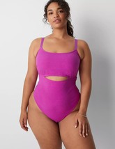 Lane Bryant CACIQUE Rib Keyhole High Leg Thong Bodysuit PURPLE Plus Sz 2... - $48.02