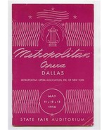 Metropolitan Opera Program Dallas Texas 1956 Tucker Peters Merrill Milanov  - £21.96 GBP