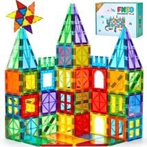 FNJO Magnetic Tiles, 110PCS Magnet Building Set, Magnetic Building Block... - $27.71
