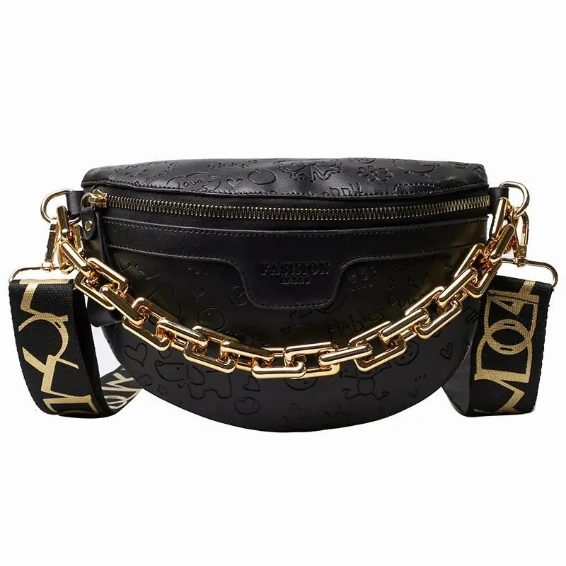  Pattern Empaestic PU Leather Waist Pa For Women Thick Chain Waist Bag Female Cu - $65.64