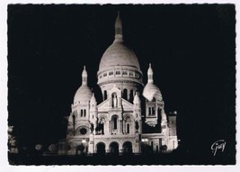 France Postcard RPPC Paris Ses Merveilles Night View Sacre Coeur Montmartre - £2.32 GBP
