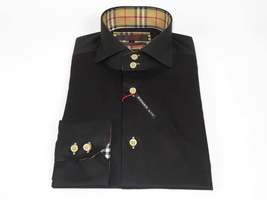 Men's AXXESS Turkey Sports Dress Shirt 100% Soft Cotton High Collar 923-04 Black image 10
