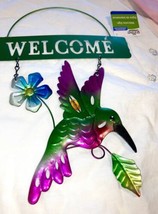 Welcome Door Hanger Beautiful Colorful Bird Flower America - £13.06 GBP