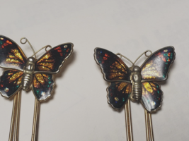 2 Vintage Multicolored Enamel Butterfly Bookmark Gold Tone size 2 1/4&quot;L ... - $27.88