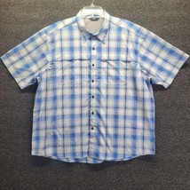 Wrangler Men&#39;s Sz 2XL Vented Blue/White Plaid Button-Down Shirt - £12.27 GBP