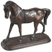 Sculpture EQUESTRIAN Lodge English Race Horse Resin Hand-Cast Hand-Painted - £179.33 GBP