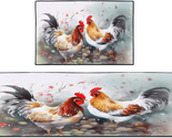 Rooster Rustic Kitchen Rugs Sets of 2, Washable Non-Slip Chicken Farmhou... - $35.96