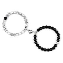 Hot Sale 2Pcs/Set Beads Bracelet For Lovers Natural Stone Distance Heart Magnet  - £13.90 GBP