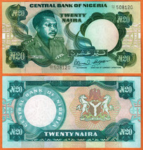 NIGERIA  ND (1984-2000)  UNC 20 Naira Banknote Paper Money Bill P- 26e - $3.00