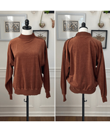 Vintage 80s Gloria Vanderbilt Brown Velour Mock Neck Pullover M - €22,24 EUR