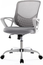 Grey Office Chair Ergonomic Computer Desk Chair With Mesh Mid-Back And - £44.81 GBP