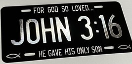 Engraved JOHN 3:16 Christian Car Truck Tag Diamond Etched Metal License Plate - £18.96 GBP