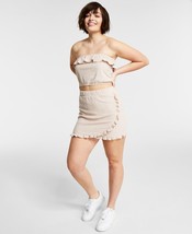 MSRP $40 Bar III Womens Terry Cloth Ruffle Mini Skirt Beige Size Large - $15.67