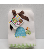 Garanimals Turtle Bird Baby Blanket Fleece White Green Stitch On Edges -... - £16.24 GBP