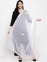 Women&#39;s Chiffon White &amp; Gold Coloured Gotta Patti Chiffon Dupatta Free Shipping - £11.43 GBP