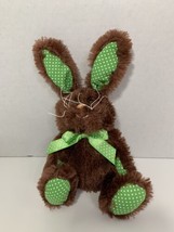 Animal Adventure small plush brown bunny rabbit green white polka dot feet ears - £7.88 GBP