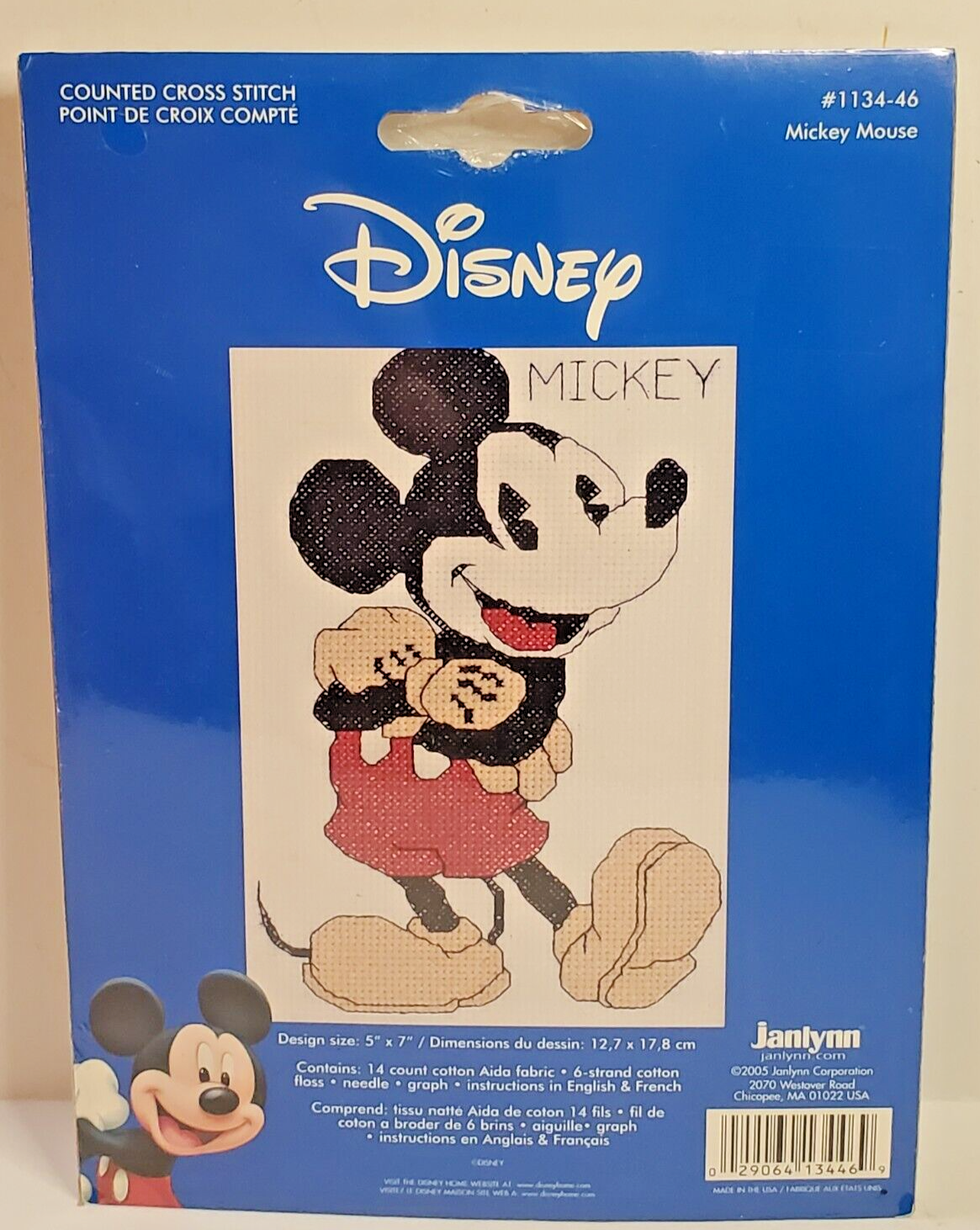 Janlynn Disney Mickey Mouse 5"x 7" Counted Cross Stitch Picture Kit # 1134-46 - £7.87 GBP