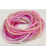 Handcrafted Beaded Stretch Bracelet, Pink and Clear Glass Beads - $167.56 MXN