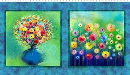 23.5&quot; X 44&quot; Panel Spring Panel A Year of Art Floral Cotton Fabric Panel D665.58 - £7.80 GBP